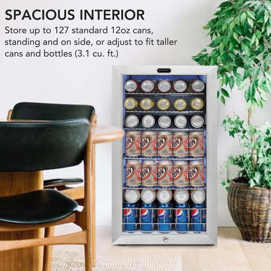 Whynter 127 Can Beverage Refrigerator with Glass Door