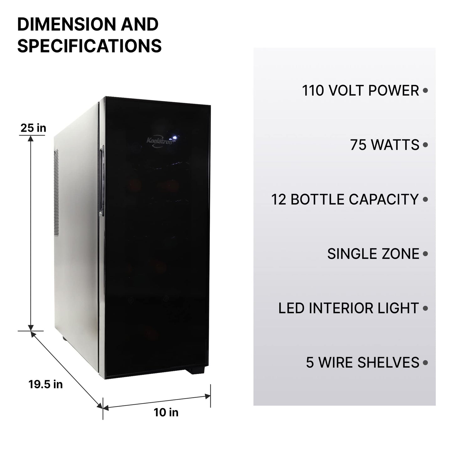 Koolatron 12 Bottle Wine Fridge with Glass Door