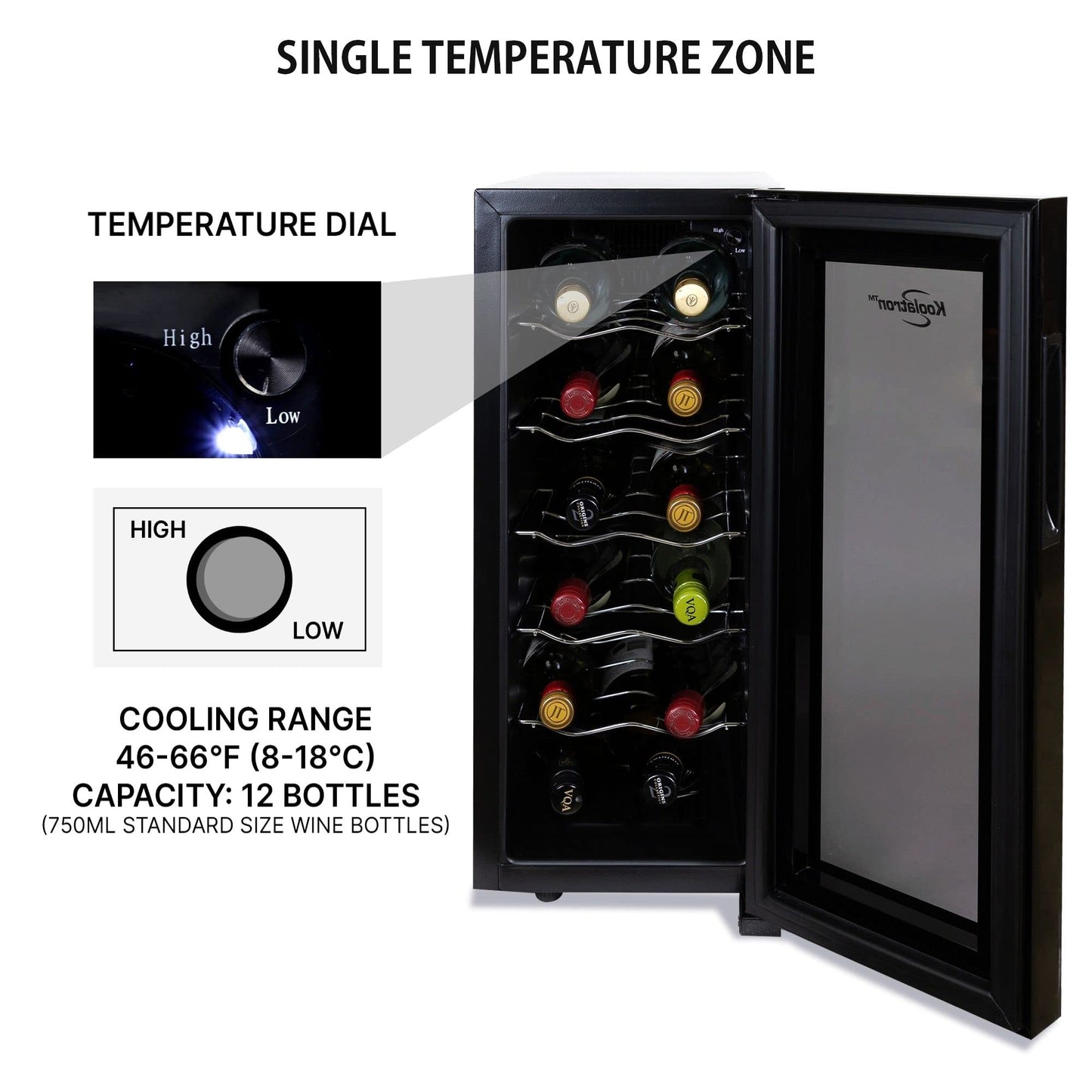 Koolatron 12 Bottle Wine Fridge with Glass Door