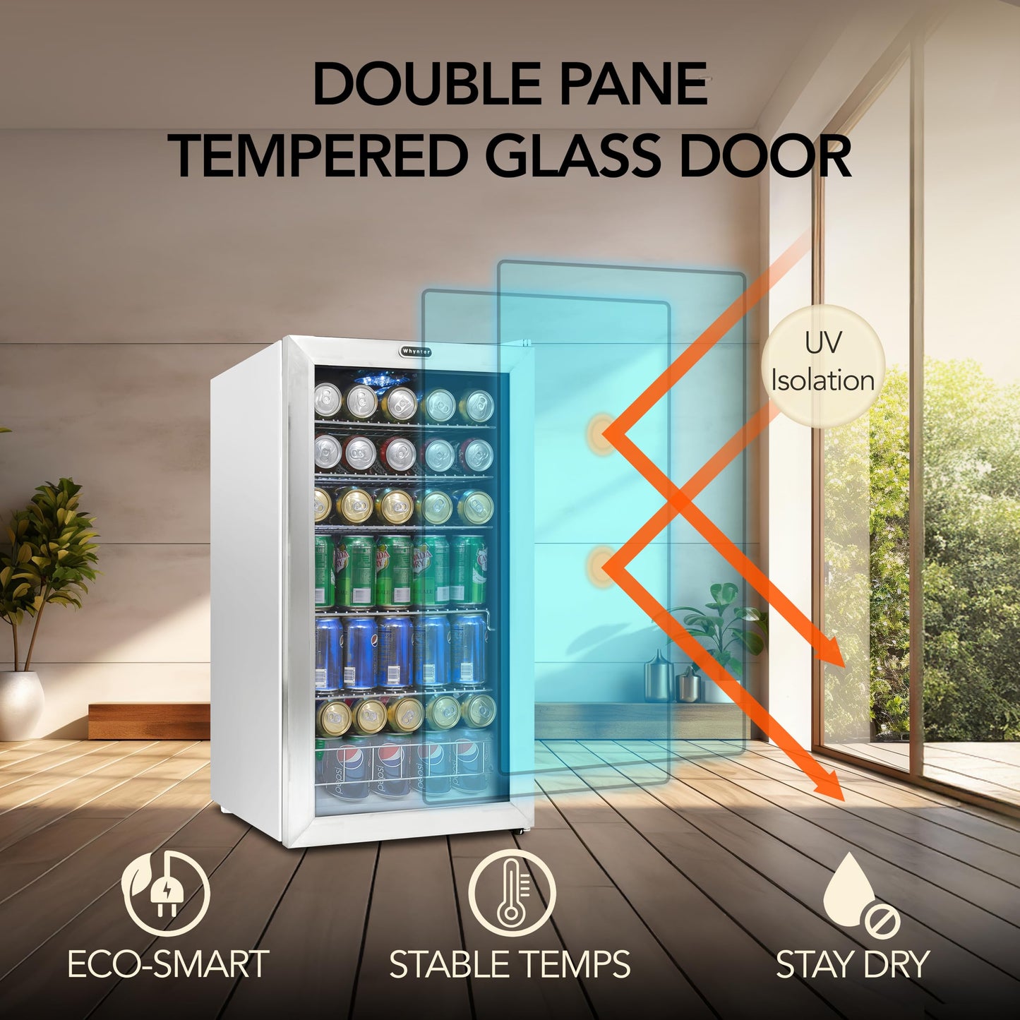 Whynter 127 Can Beverage Refrigerator with Glass Door