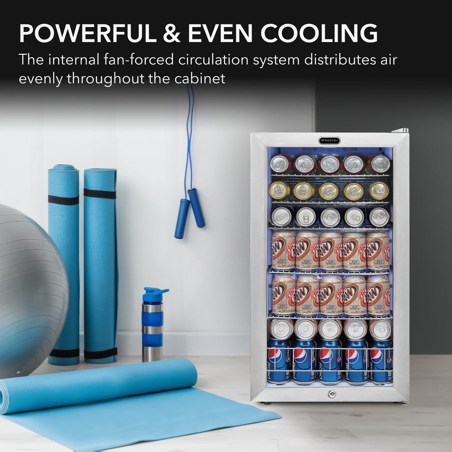 Whynter 127 Can Beverage Refrigerator with Glass Door