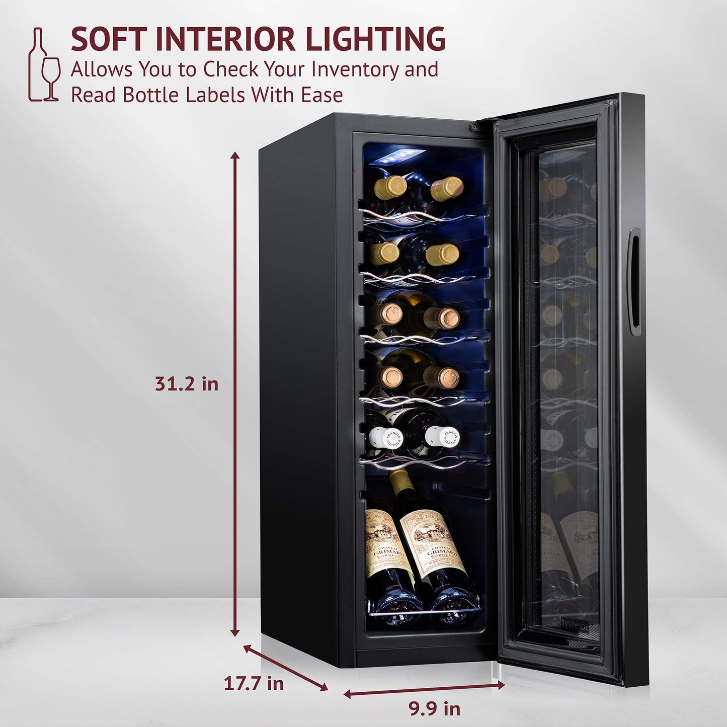 Schmecke 12 Bottle Wine Cooler Refrigerator with Lock